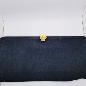60s Vintage Extra Long Black Gaberdine Clutch